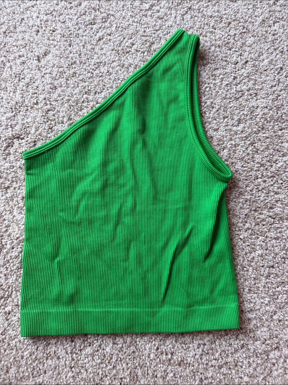 a new day Bright Green One-Shoulder Ribbed Tank